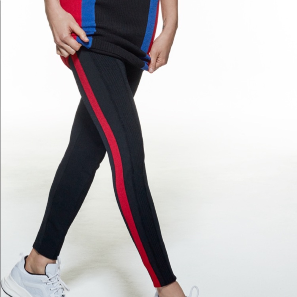 HALOGEN Black with Red Side Strip Leggings